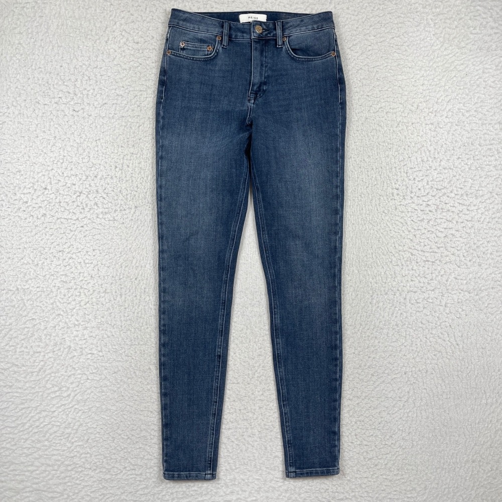 Reiss Jeans Womens 27 Blue Skye Skinny High Rise Stretch Denim Minimalist Chic